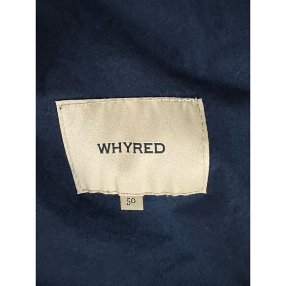 WHYRED Navy Cotton Hooded 3/4 Length Trench Coat Zip Close Sz 50 Women's XL - Picture 9 of 10